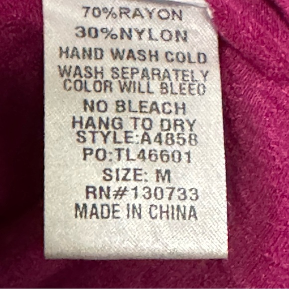 UMGEE Fuchsia Twisted Top Short Dolman Sleeves Loose Sheer Coastal Size Medium - Picture 7 of 8